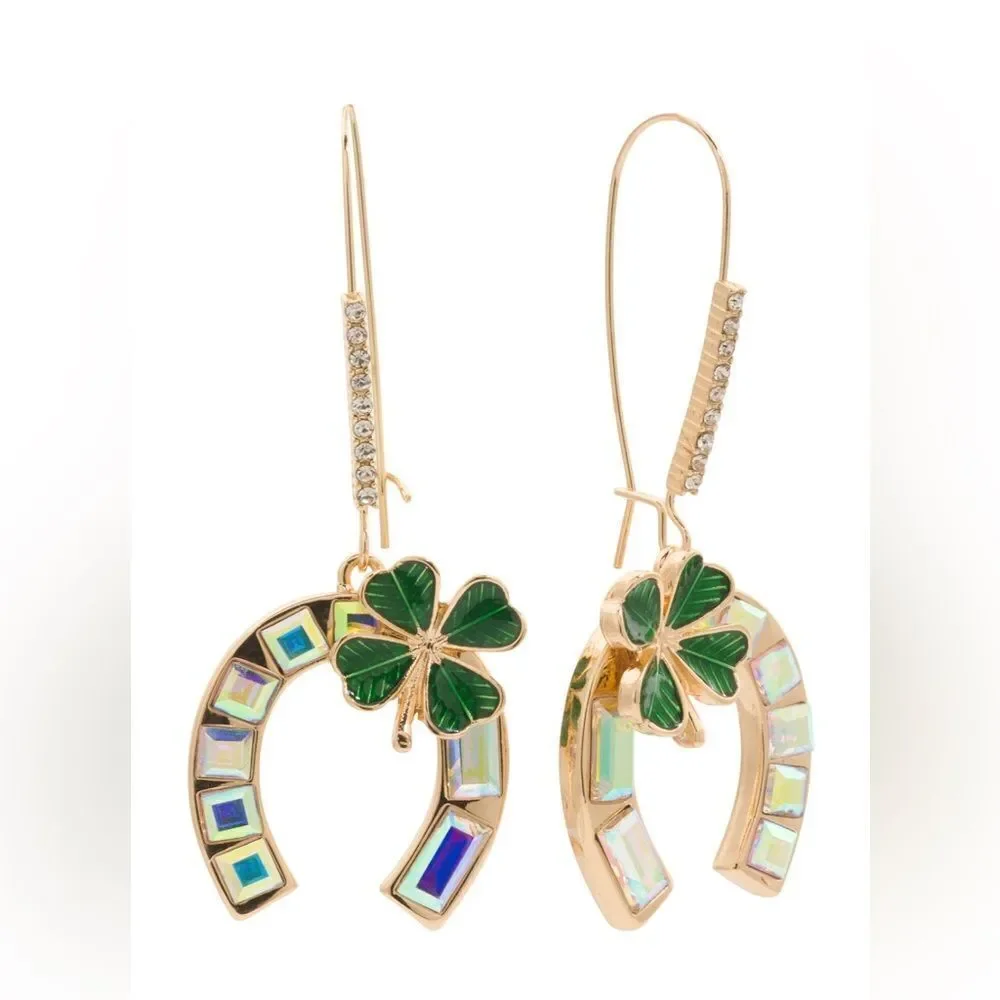 Betsey johnson  horseshoe  shamrock earrings